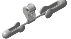 A close-up of a wire with a clip

Description automatically generated